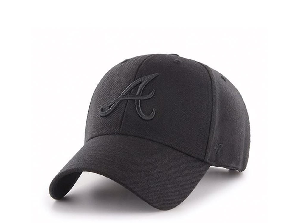 47Brand Atlanta Braves Black on Black Classic Snapback Hat