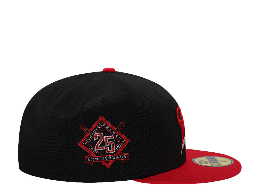 New Era Milwaukee Brewers 25th Anniversary Black Two Tone Edition 59Fifty Fitted Cap