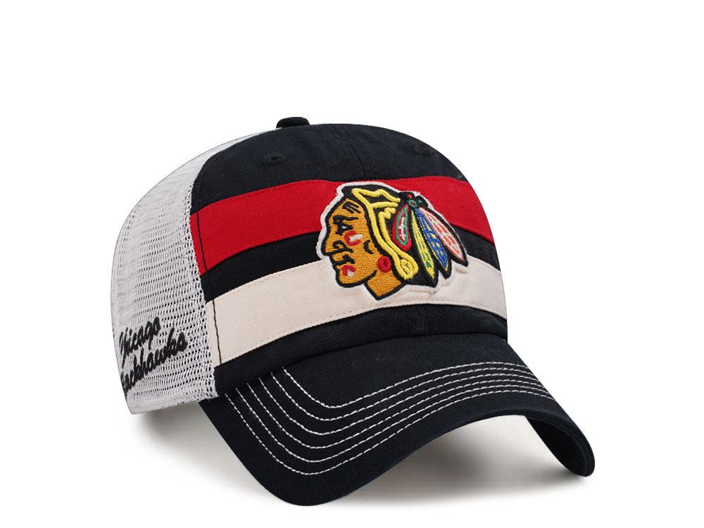 47Brand Chicago Blackhawks Black Clubhouse Boon Trucker Clean Up Snapback Hat