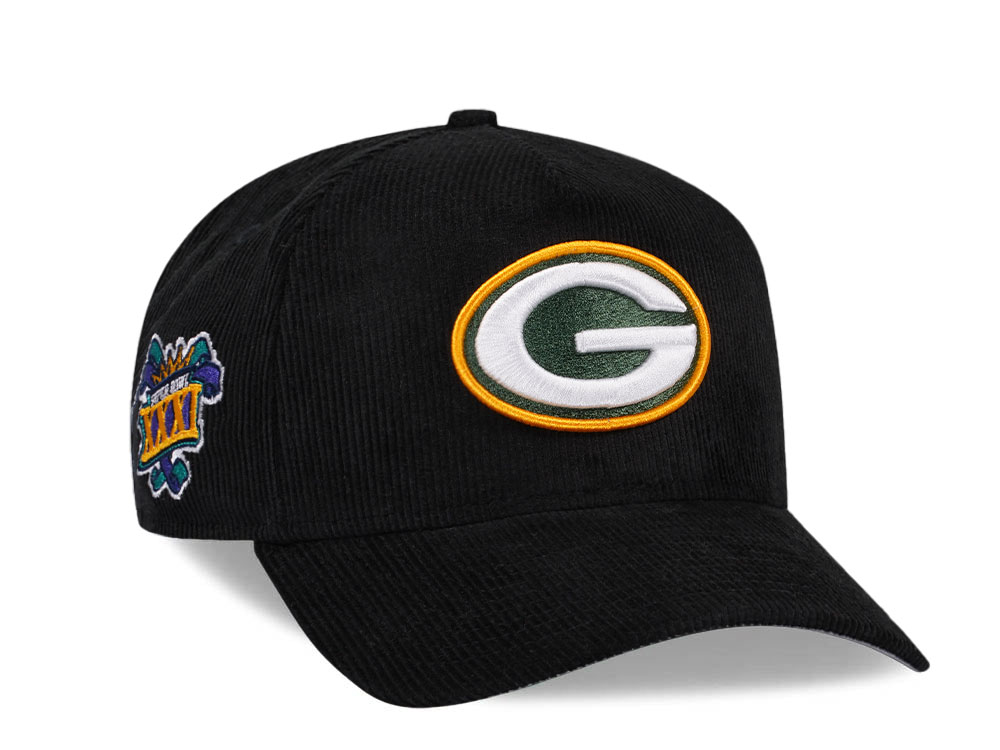 New Era Green Bay Packers Super Bowl XXXI Black Corduroy Edition 9Forty A Frame Snapback Hat