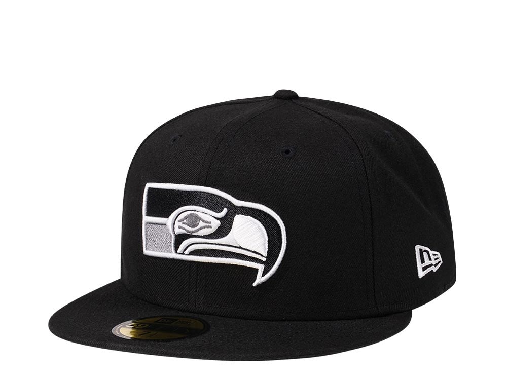 New Era Seattle Seahawks Throwback Steel Black Edition 59Fifty Fitted Hat