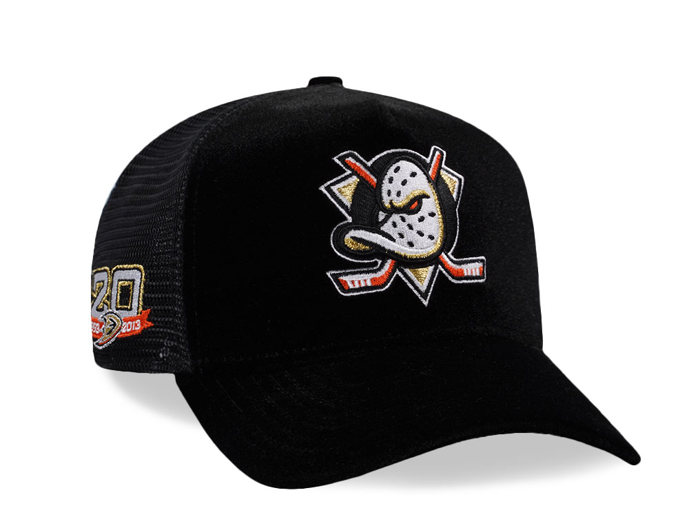 New Era Anaheim Ducks 20th Anniversary Velvet Trucker Edition 9Forty A Frame Snapback Hat