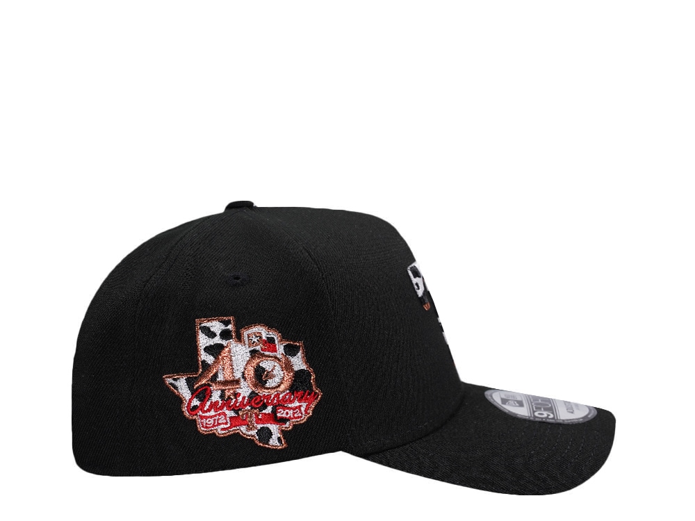 New Era Texas Rangers 40th Anniversary Cow Black Prime Edition 9Forty A Frame Snapback Cap