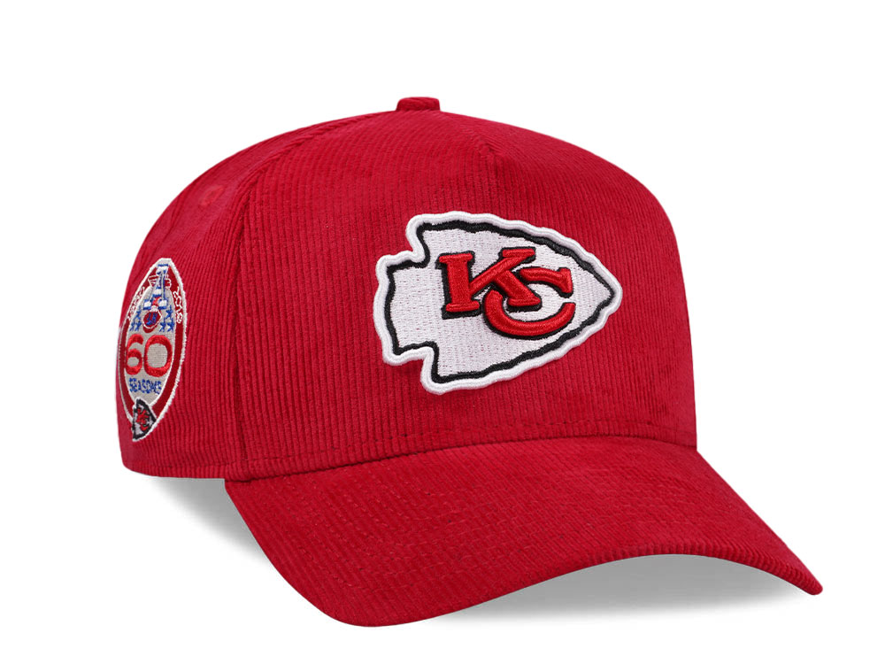 New Era Kansas City Chiefs 60th Anniversary Red Corduroy Edition 9Forty A Frame Snapback Hat