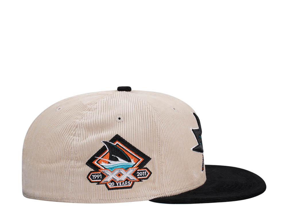 Mitchell & Ness San Jose Sharks 20th Anniversary Two Tone Cord Edition Dynasty Fitted Hat