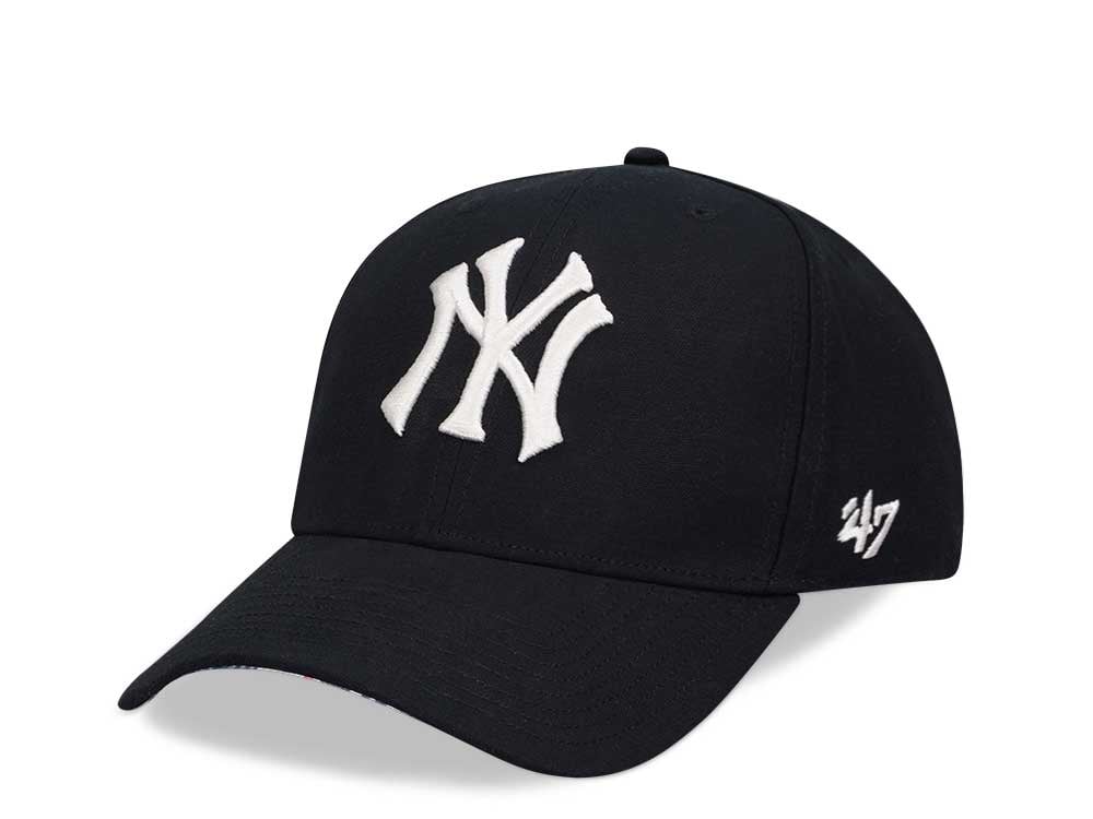 47Brand New York Yankees Black Coastal Floral Under MVP Snapback Hat