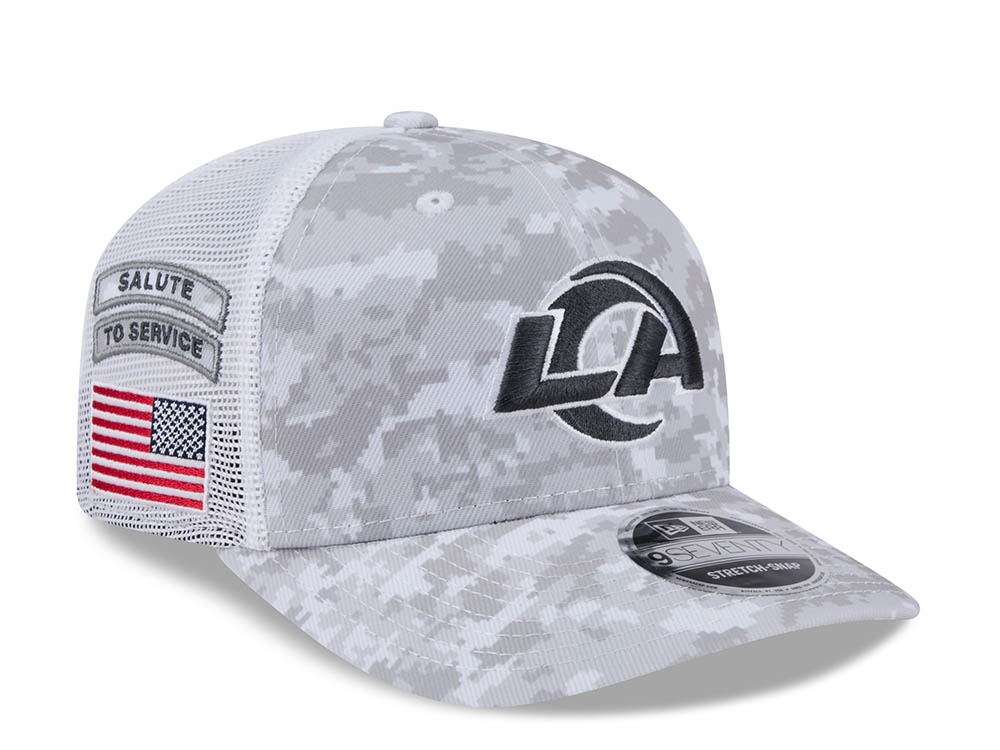 New Era Los Angeles Rams Digi Camo Salute to Service 2024 Trucker 9Seventy Snapback Hat