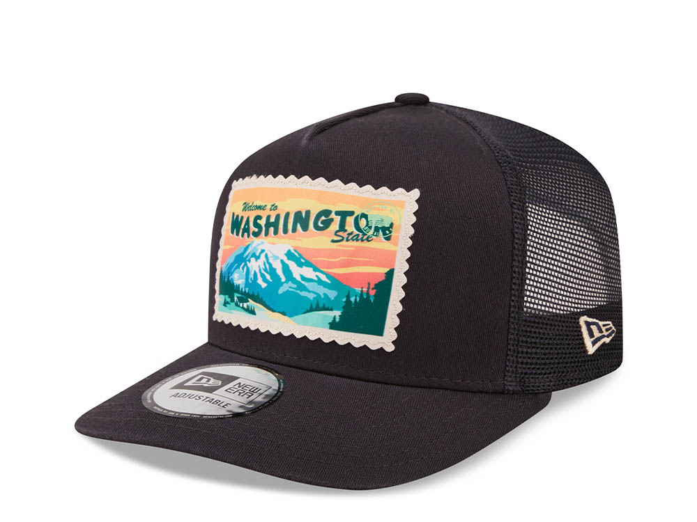 New Era Washington Postcard Navy A Frame Trucker Snapback Hat
