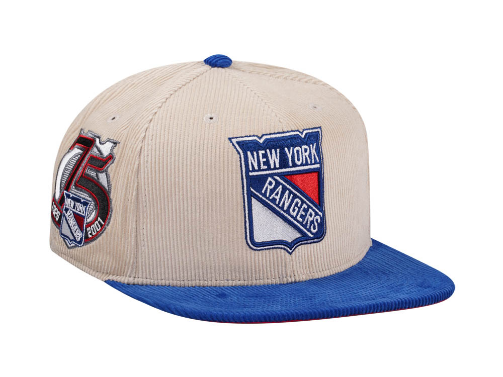 Mitchell & Ness New York Rangers 75th Anniversary Two Tone Vintage Cord Edition Dynasty Fitted Hat
