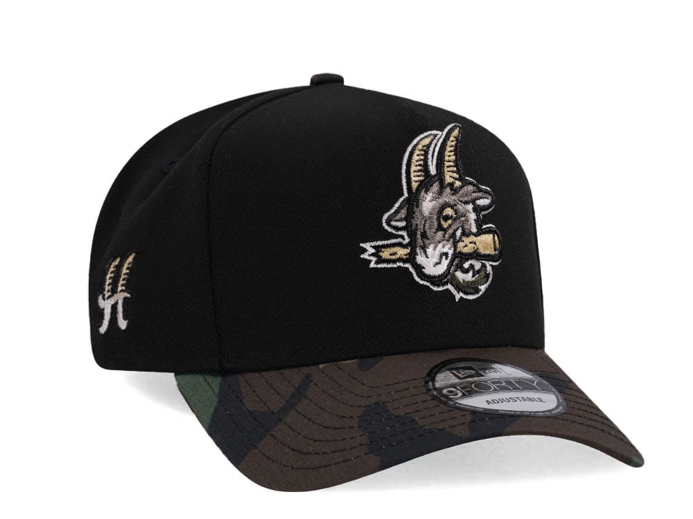 New Era Hartford Yard Goats Black Camo Two Tone Edition 9Forty A Frame Snapback Hat