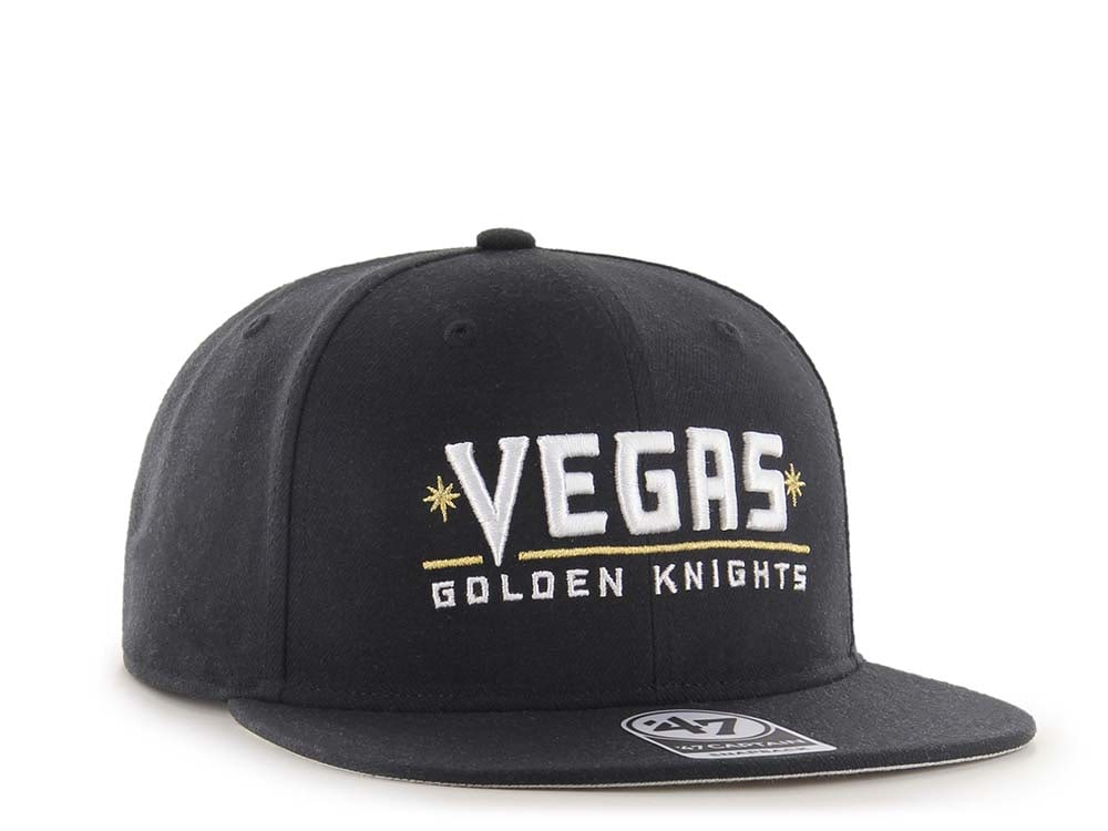 47Brand Vegas Golden Knights No Shot Black Script Captain Snapback Hat