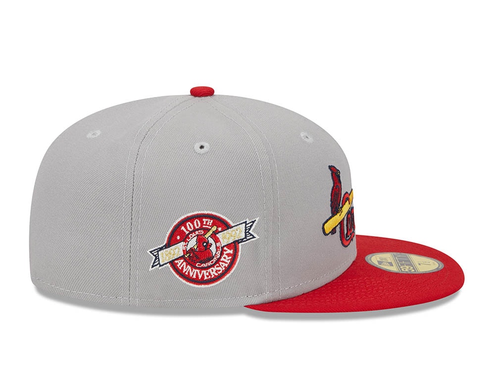 New Era St. Louis Cardinals Gray Retro Script 100th Anniversary Throwback Edition 59Fifty Fitted Hat
