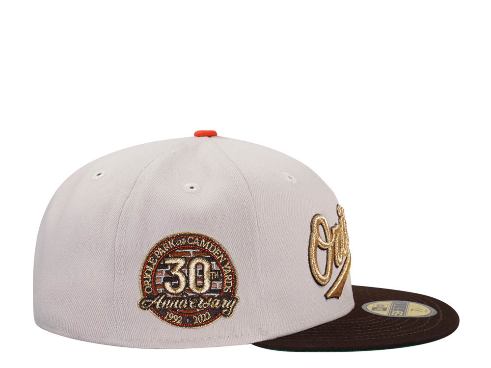 New Era Baltimore Orioles 30th Anniversary Stone Gold Two Tone Edition 59Fifty Fitted Hat