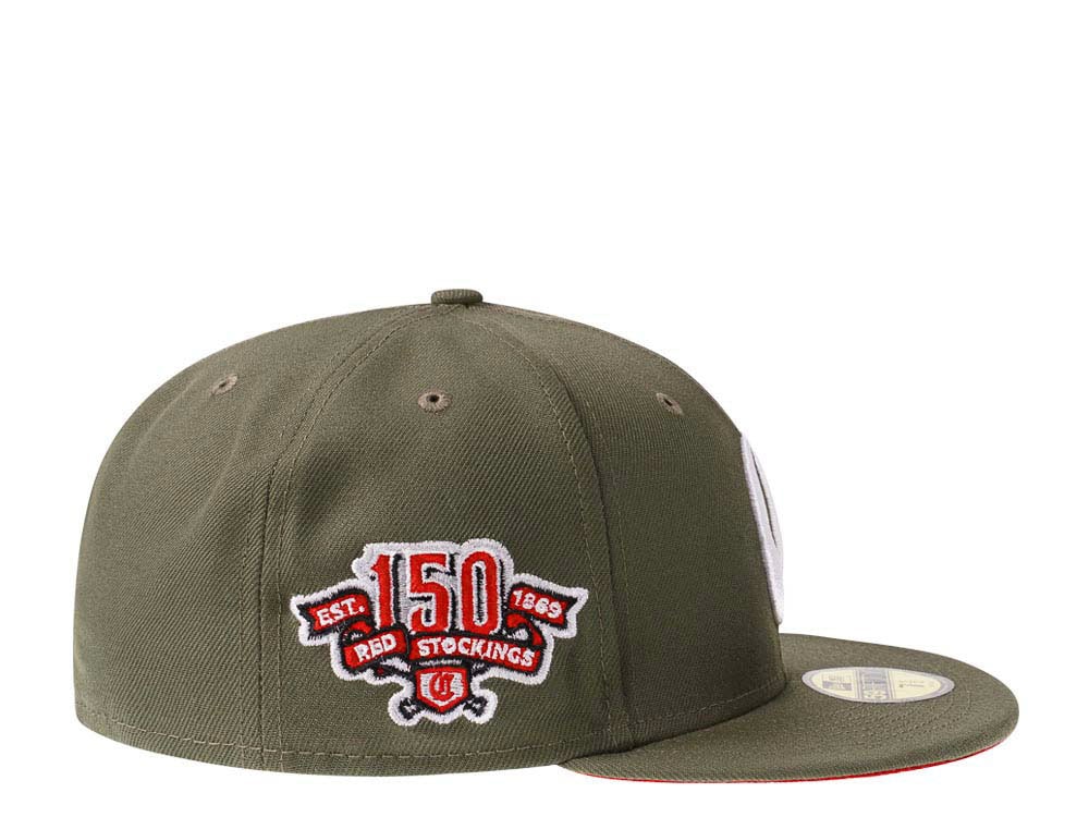 New Era Cincinnati Reds 150th Anniversary Olive Red Edition 59Fifty Fitted Hat