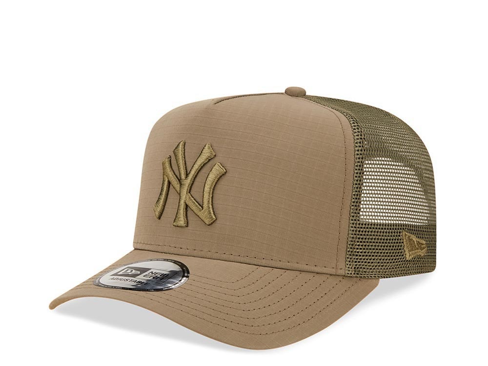 New Era New York Yankees Ripstop Olive A Frame Trucker Snapback Hat