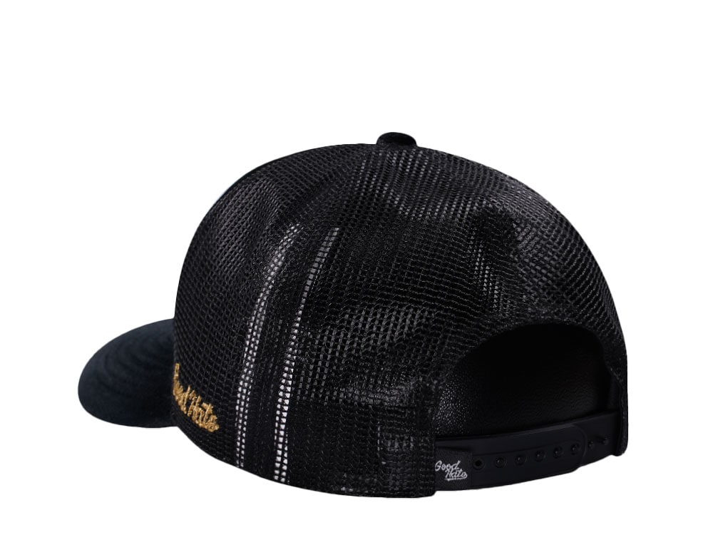 Good Hats Day Of The Dead Black Velour Trucker Snapback Hat