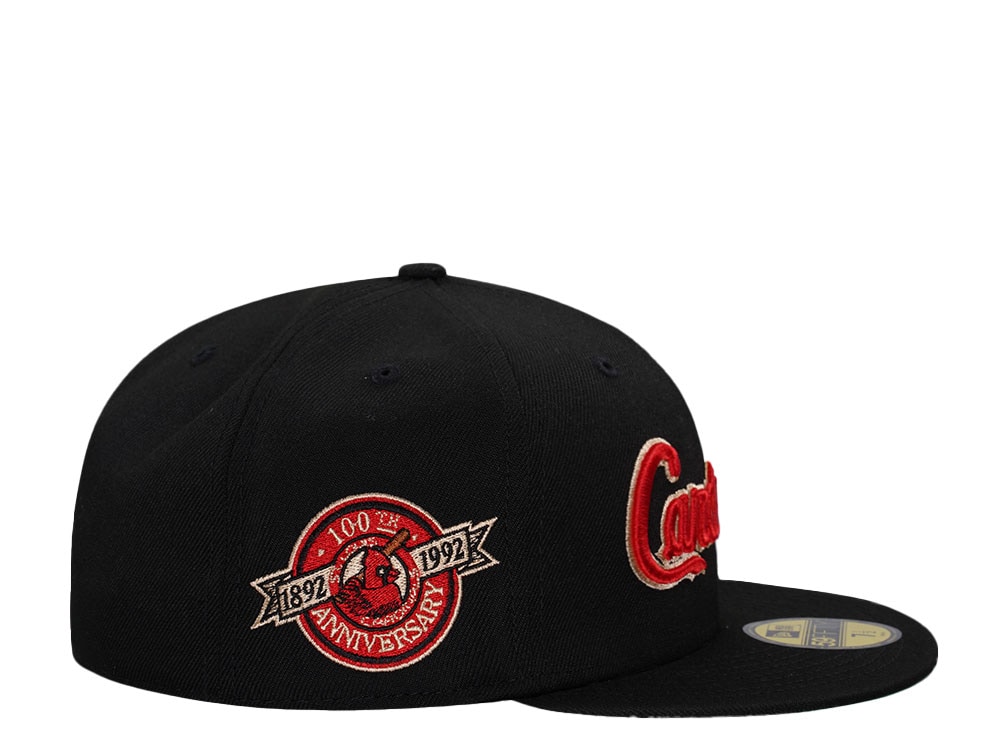 New Era St. Louis Cardinals 100th Anniversary Black Throwback Edition 59Fifty Fitted Hat