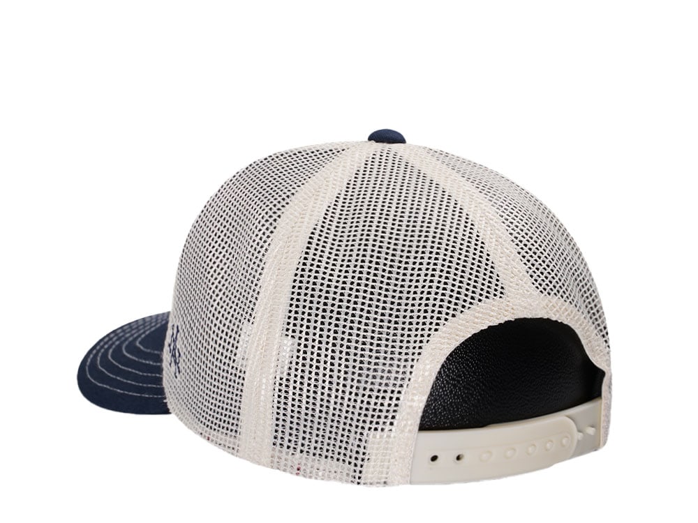 American Needle Mack Truck Twill Valin Patch Ivory Navy Trucker Snapback Hat