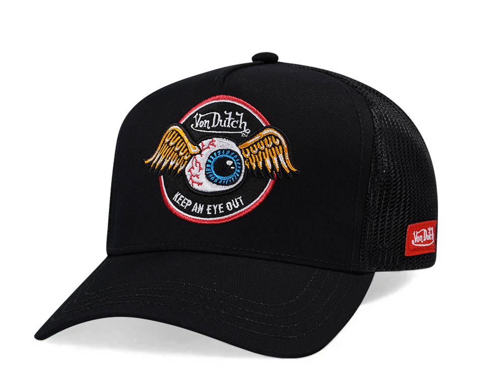 Von Dutch Keep An Eye Out Black Edition Trucker A Frame Snapback Hat