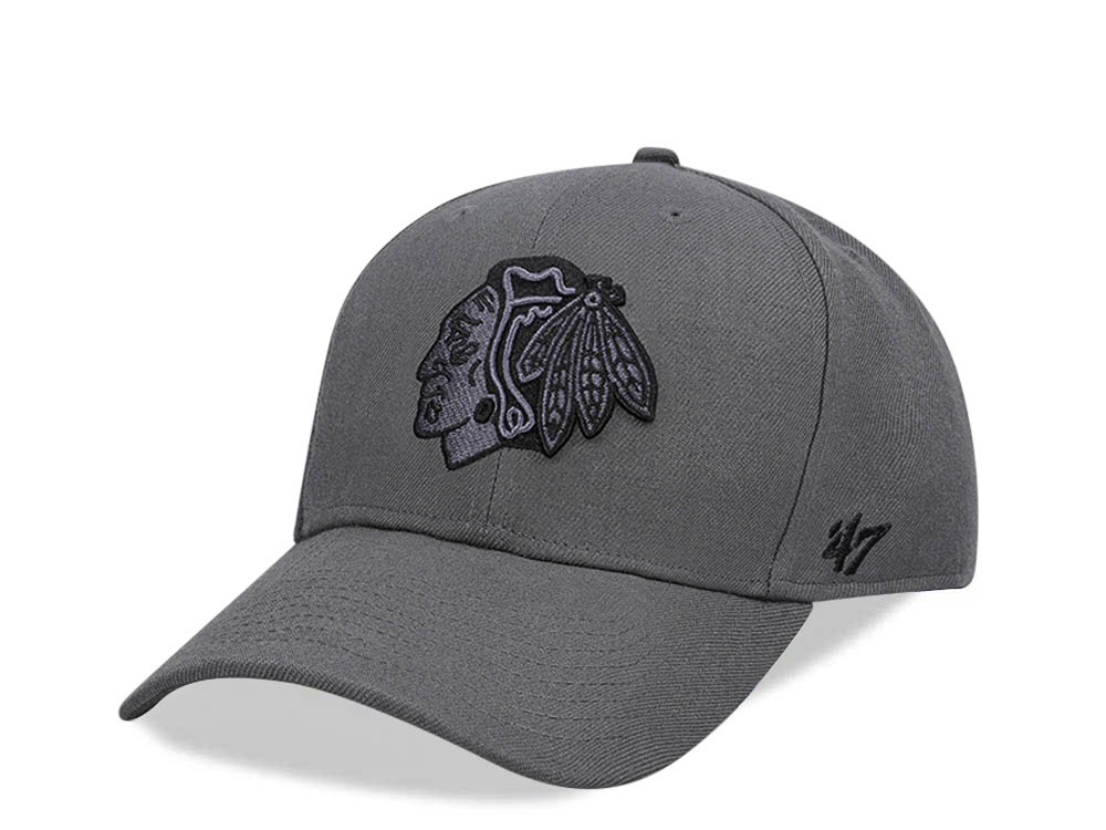 47Brand Chicago Blackhawks Charcoal MVP Snapback Hat
