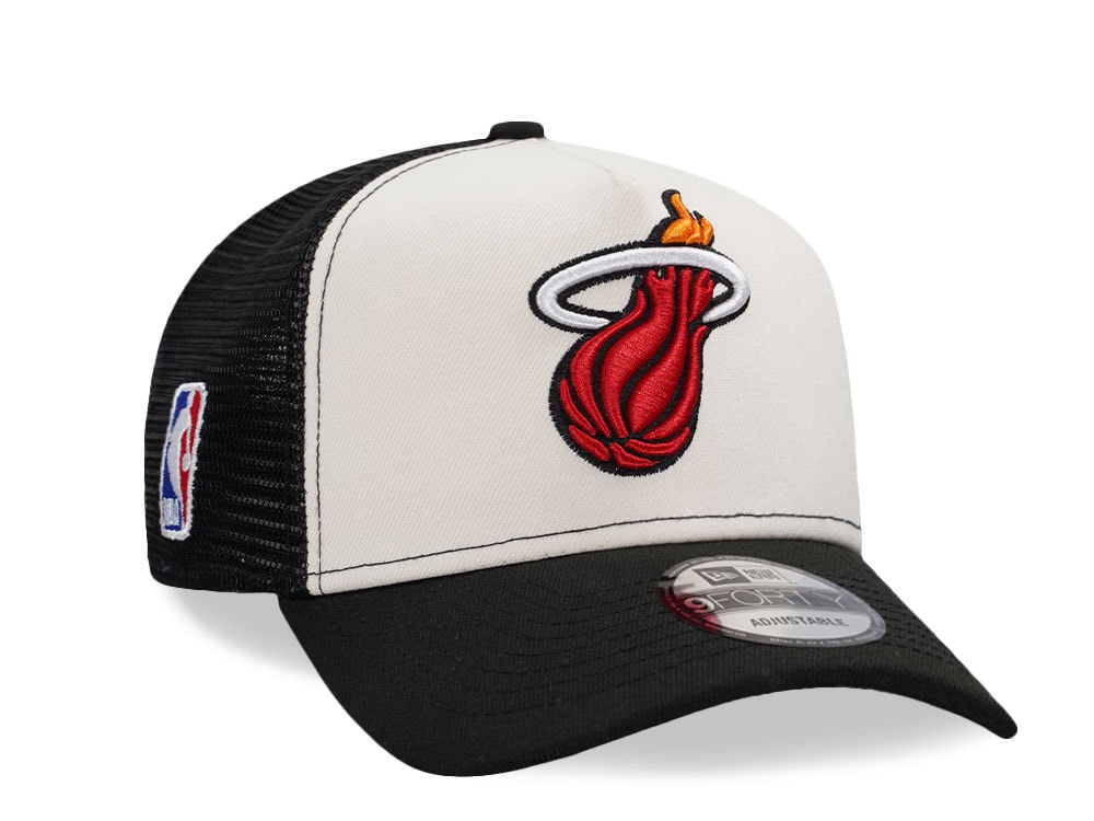 New Era Miami Heat White 9Forty A Frame Trucker Snapback Hat