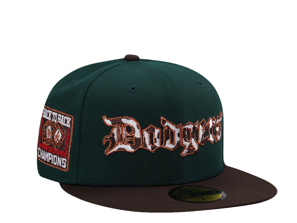 New Era Los Angeles Dodgers Back to Back World Series Dark Green Two Tone Edition 59Fifty Fitted Cap