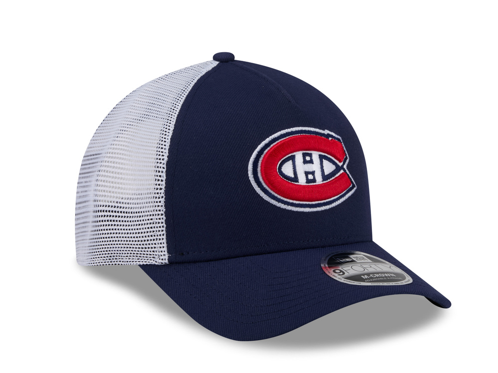 New Era Montreal Canadiens Official Team Color Edition 9Forty M Crown A Frame Trucker Snapback Cap