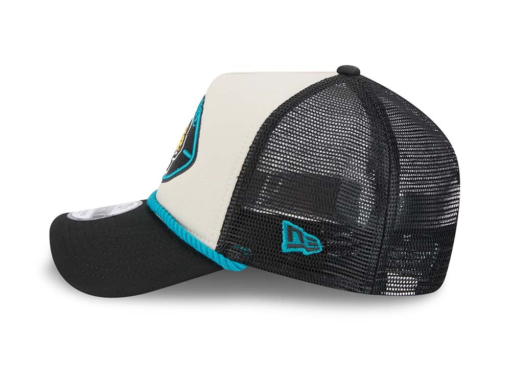 New Era Jacksonville Jaguars Sideline 2024 9Forty A Frame Trucker Snapback Hat