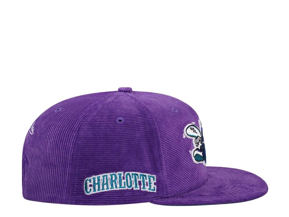 Mitchell & Ness Charlotte Hornets Purple Cord Hardwood Classic Snapback Hat