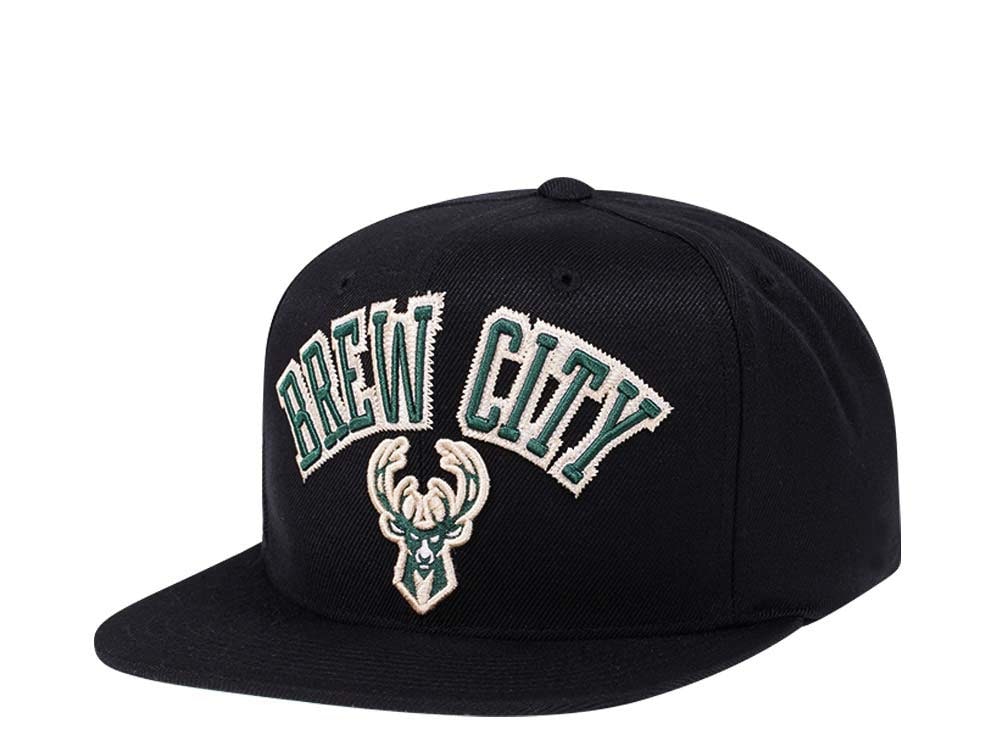 Mitchell & Ness Milwaukee Bucks Black Zig Zag Satin Undervisor Snapback Hat