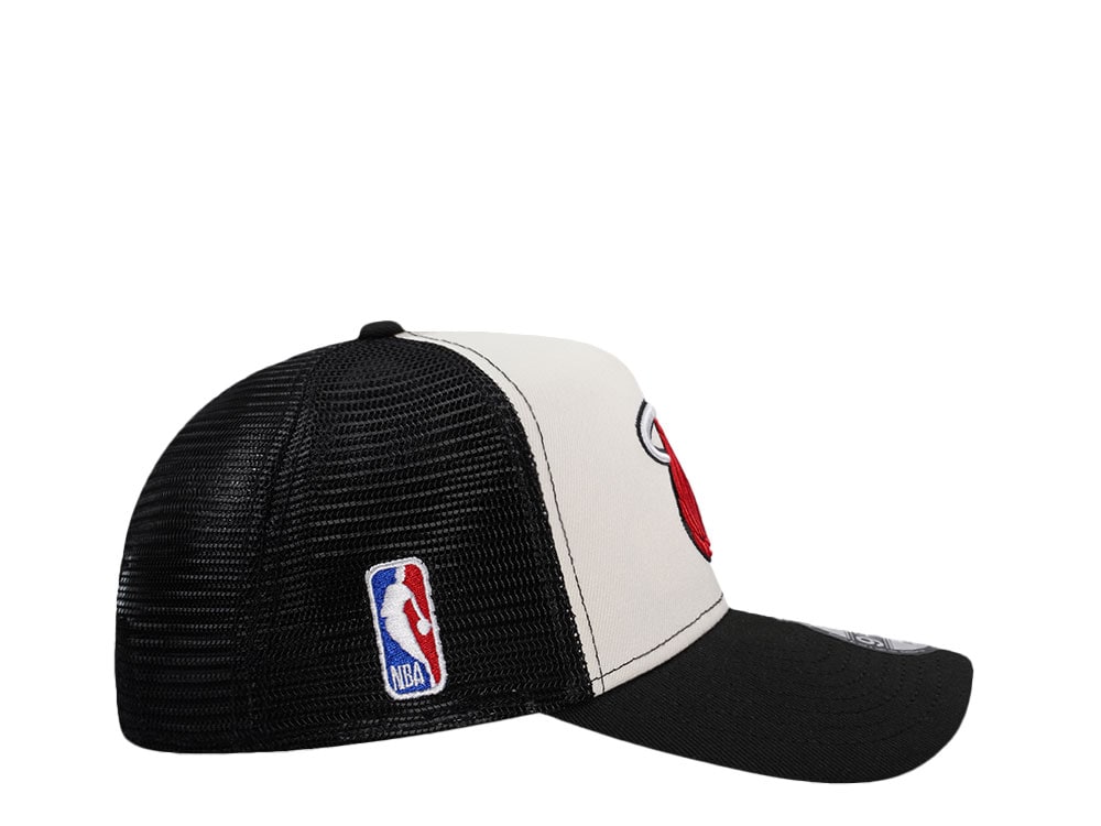 New Era Miami Heat White 9Forty A Frame Trucker Snapback Hat