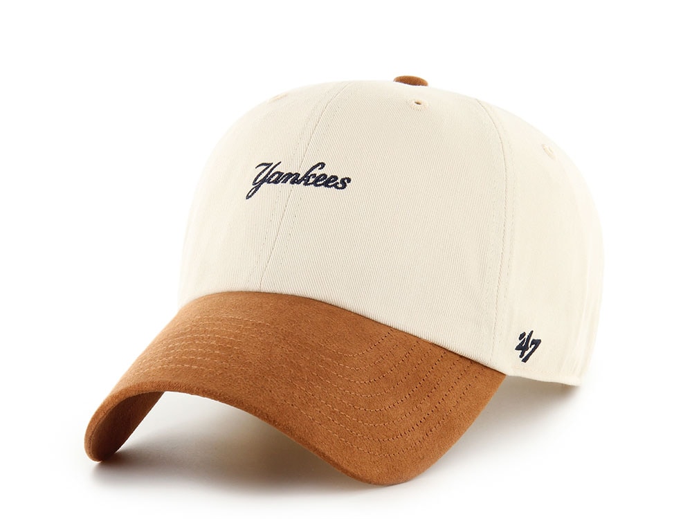 47 Brand New York Yankees Script Suede Visor Natural Clean Up Strapback Cap