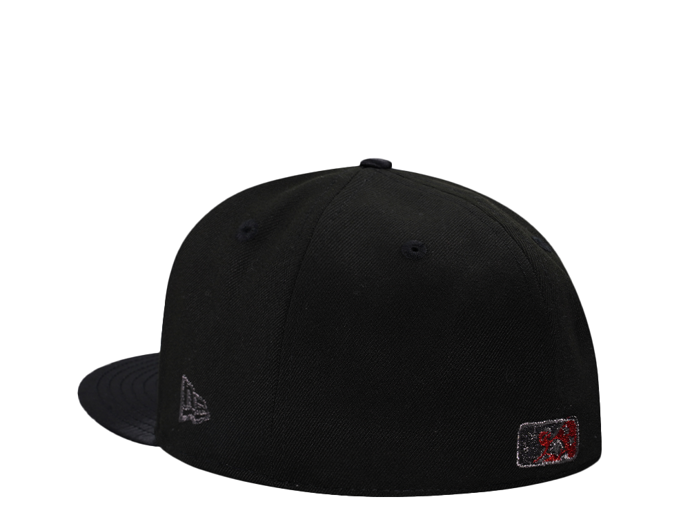 New Era Fresno Grizzlies Shiny Black and Red Satin Brim Edition 59Fifty Fitted Hat