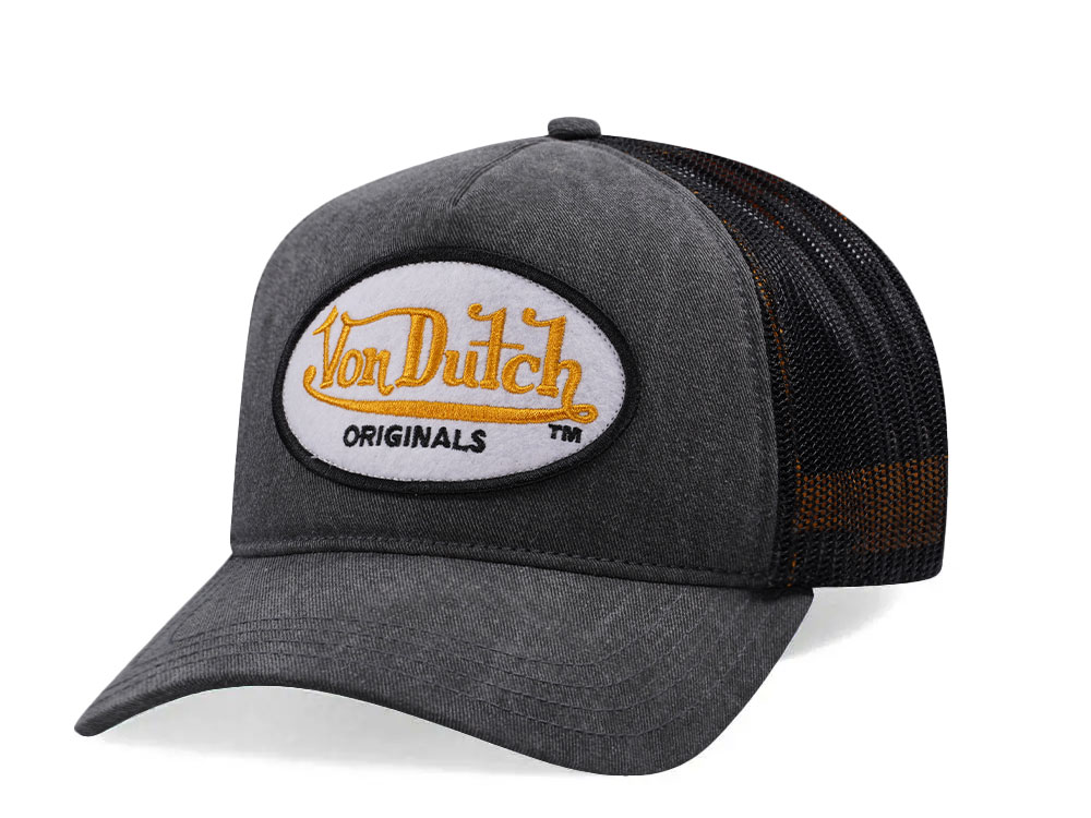 Von Dutch Oval Patch Dark Gray Trucker Snapback Cap
