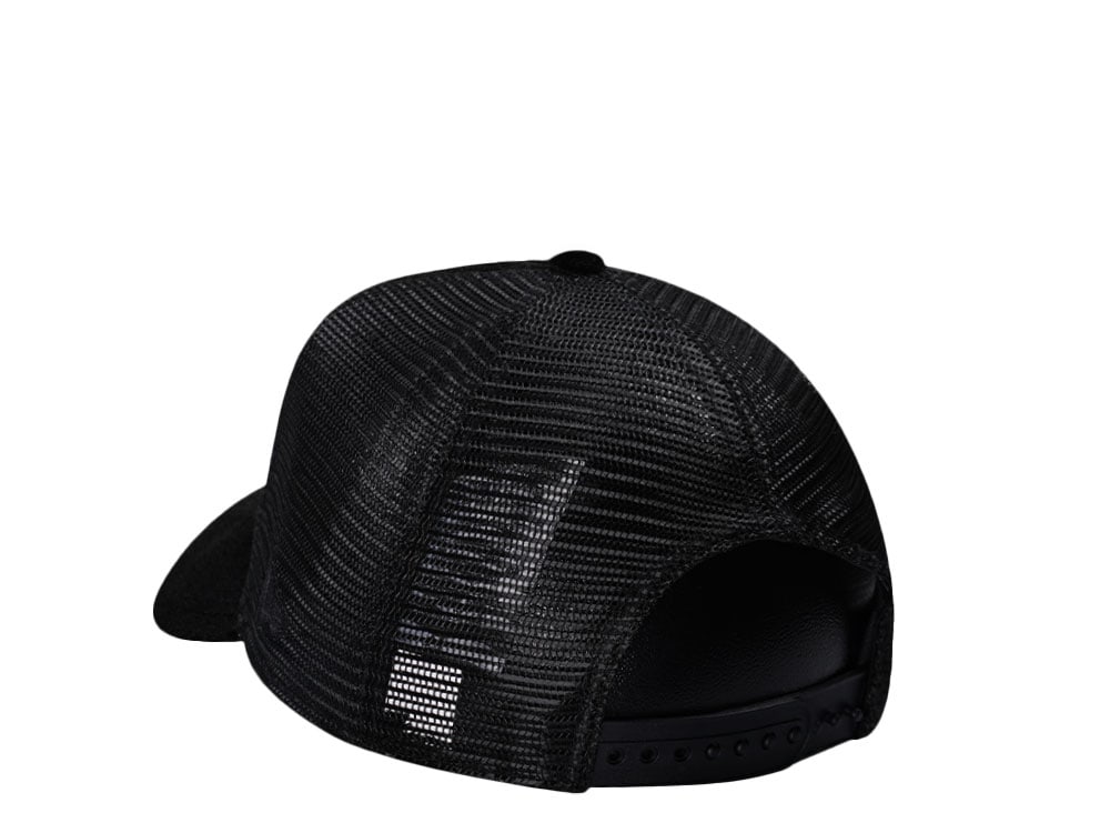 New Era Los Angeles Lakers 75th Anniversary Black Velvet 9Forty A Frame Trucker Snapback Hat