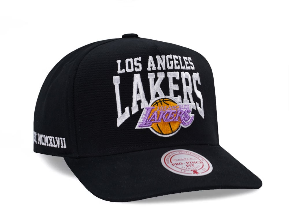 Mitchell & Ness Los Angeles Lakers Black Pro Pinch Fit Snapback Hat