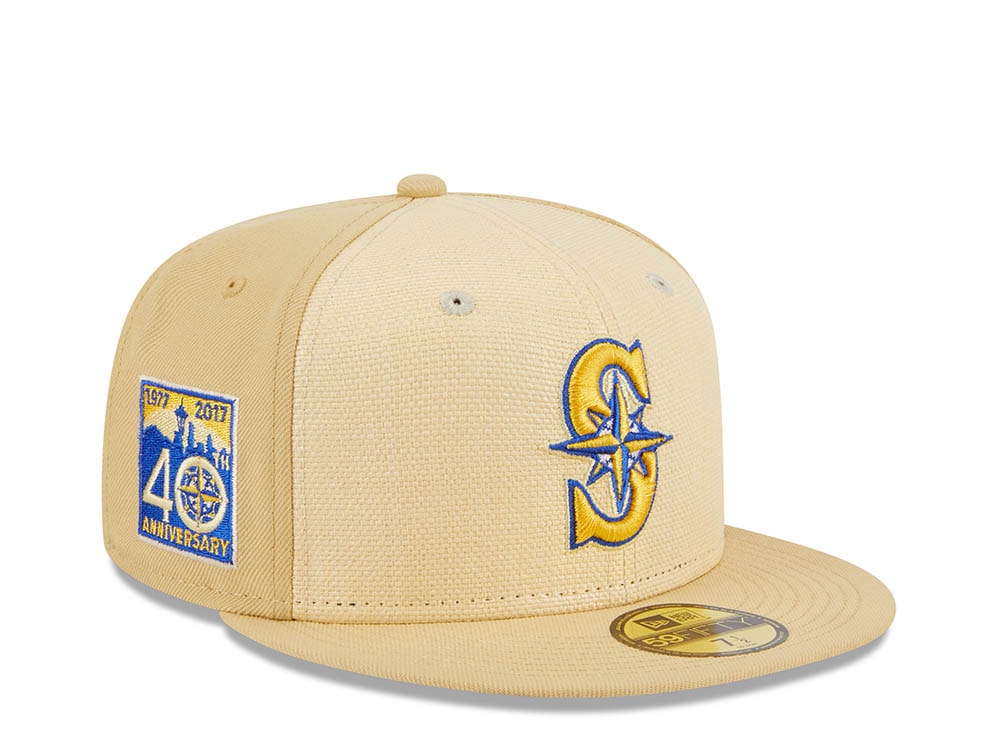 New Era Seattle Mariners 40th Anniversary Raffia Front Vegas Gold Edition 59Fifty Fitted Hat