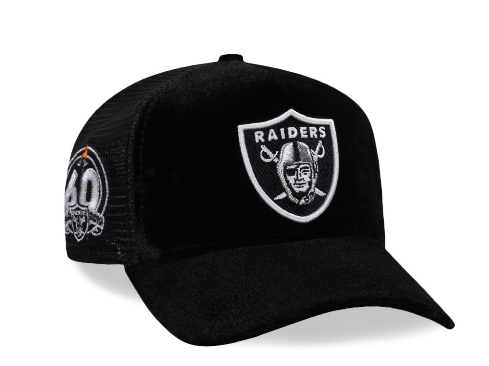 New Era Las Vegas Raiders 60th Anniversary Velvet Trucker Edition 9Forty A Frame Snapback Hat