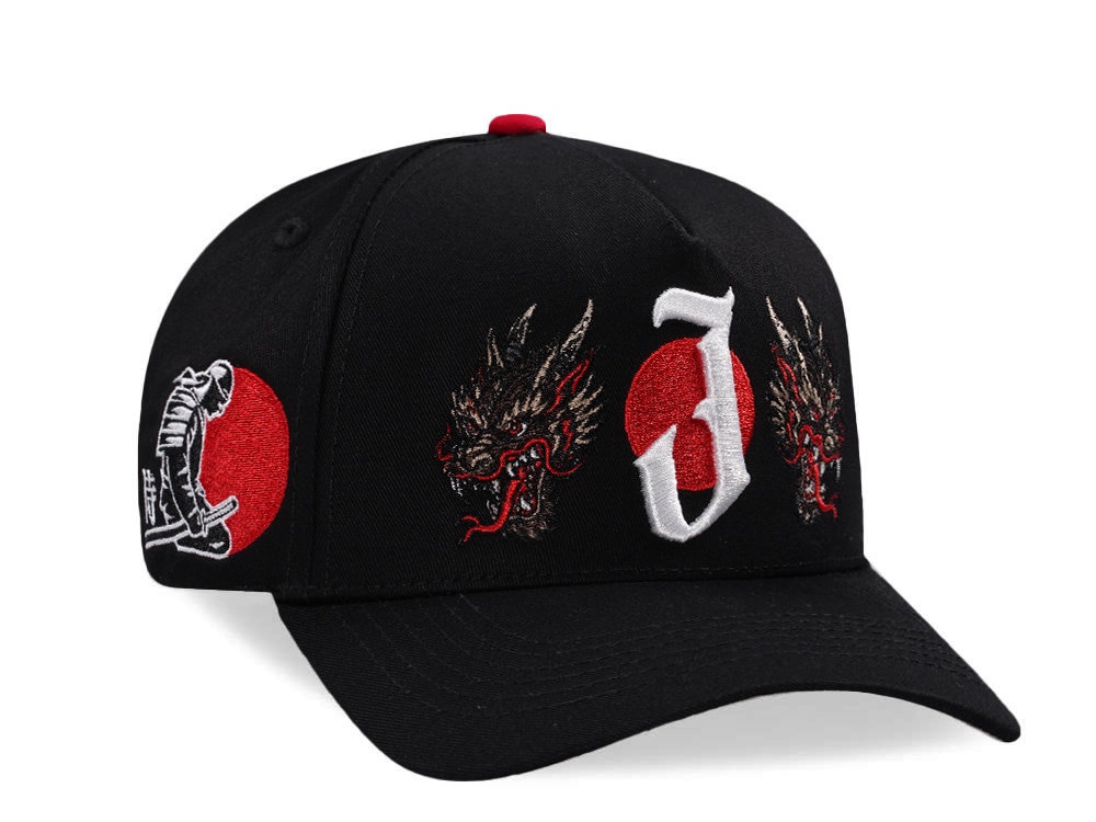 Parallel Union Japan Dragon Samurai Red Sun Black Prime Edition Snapback Cap