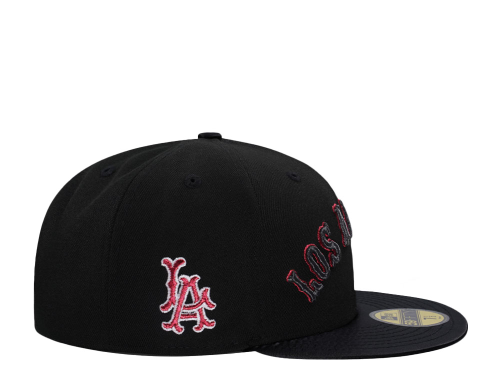 New Era Los Angeles Angels Shiny Black And Red Satin Brim New Era Los Angeles Angels Shiny Black And Red Satin Brim