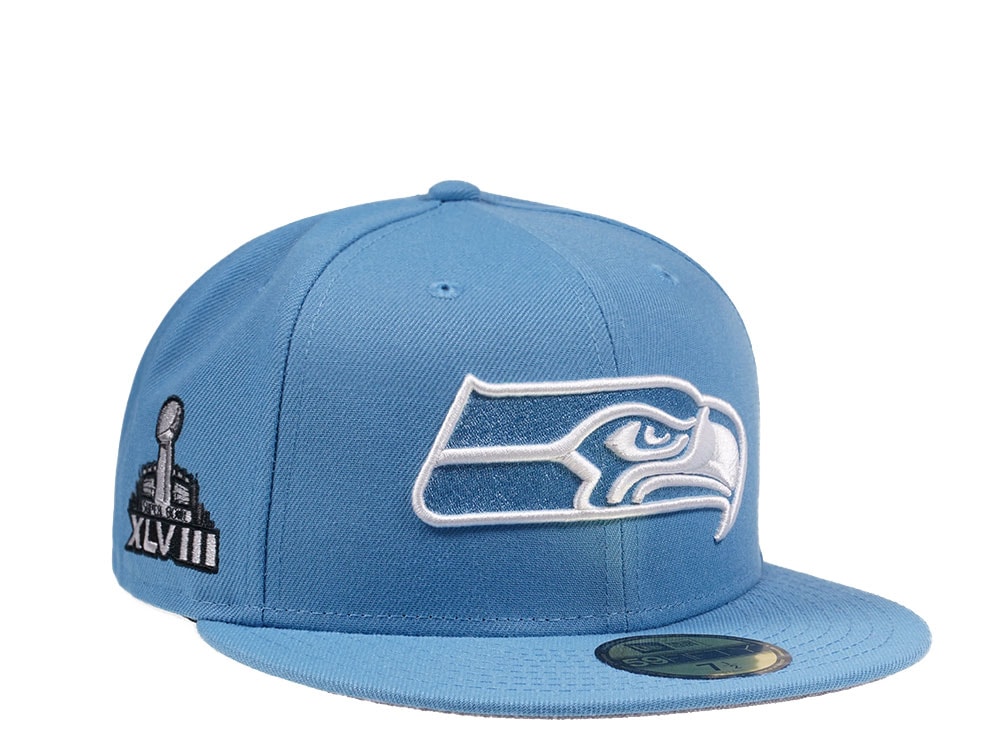 New Era Seattle Seahawks Super Bowl XLVIII Sky Blue Edition 59Fifty Fitted Hat