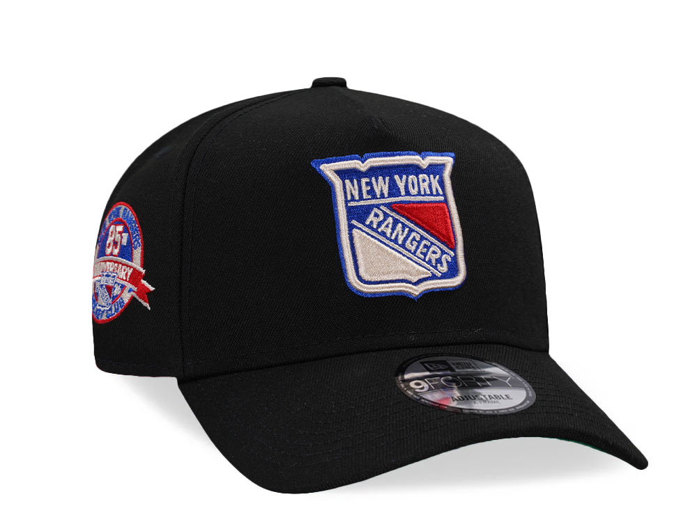 New Era New York Rangers 85th Anniversary Black Edition 9Forty A Frame Snapback Hat
