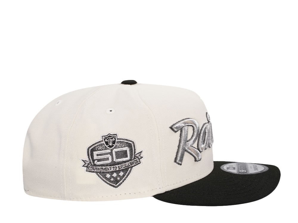 New Era Las Vegas Raiders 50th Anniversary Chrome Two Tone 9Fifty A Frame Snapback Hat