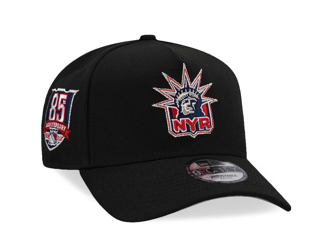 New Era New York Rangers 85th Anniversary Black Prime Edition 9Forty A Frame Snapback Hat