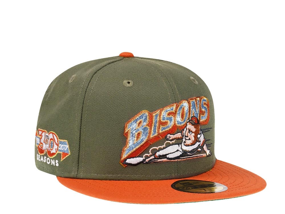 New Era Buffalo Bisons 30 Seasons Olive Metallic Two Tone Prime Edition 59Fifty Fitted Hat