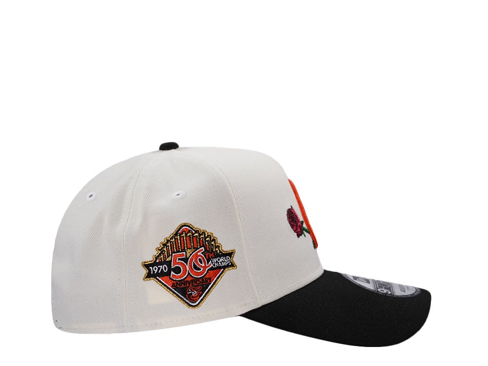 New Era Baltimore Orioles 50th Anniversary Rose Chrome Two Tone Edition 9Forty A Frame Snapback Cap