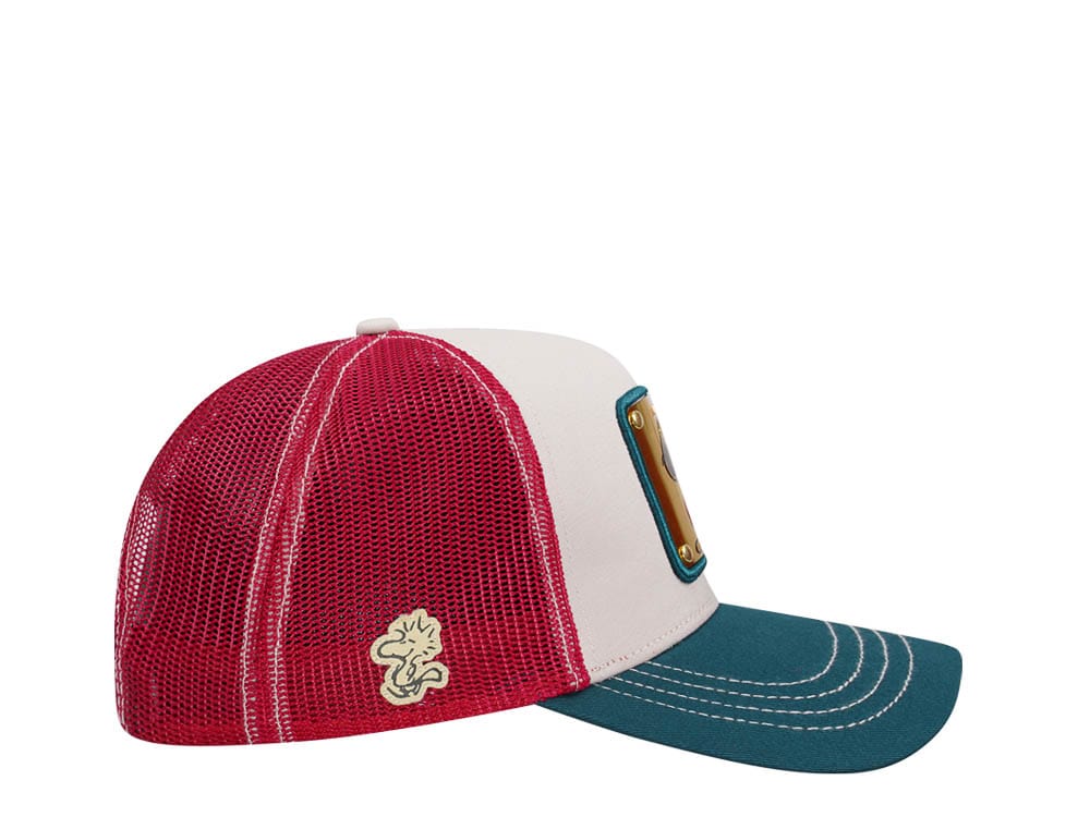 Capslab Peanuts Snoopy White Red Green Trucker Snapback Hat