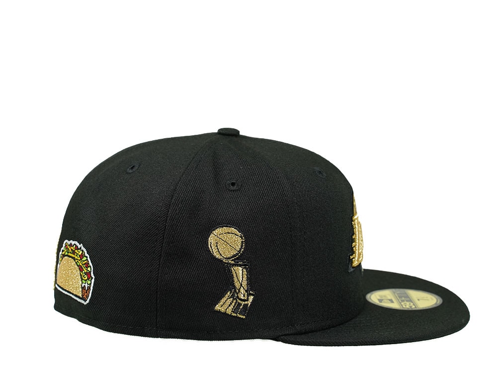 New Era Los Angeles Lakers Black and Gold Icons Edition 59Fifty Fitted Hat