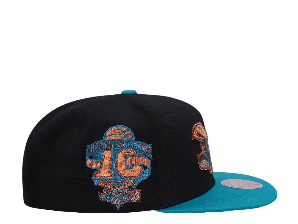 Mitchell & Ness Charlotte Hornets 10th Anniversary Make Cents Black Two Tone Hardwood Classic Snapback Hat