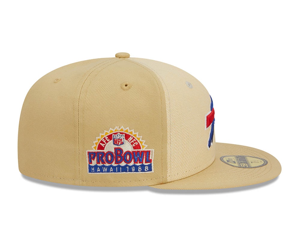 New Era Buffalo Bills Pro Bowl Hawaii 1988 Raffia Front Vegas Gold Edition 59Fifty Fitted Hat